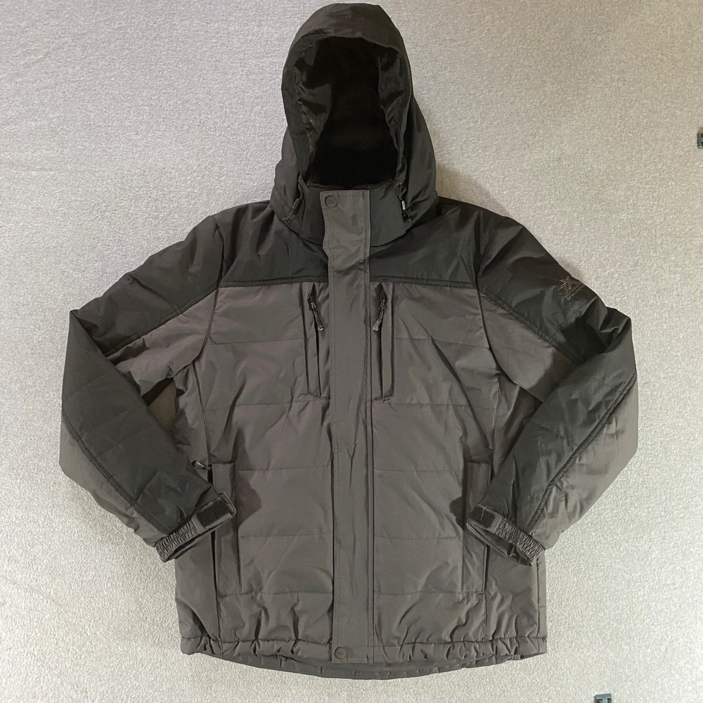 Zeroxposur Mens Medium Black Gray Hooded Insulated Winter Jacket Puffer Coat